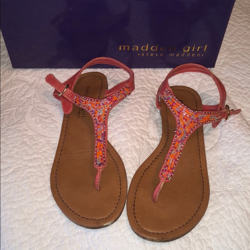 Madden Girl Beaded Coral Sandals